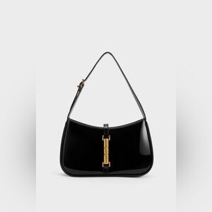 Charles & Keith Cesia Patent Metallic Accent Shoulder Bag
